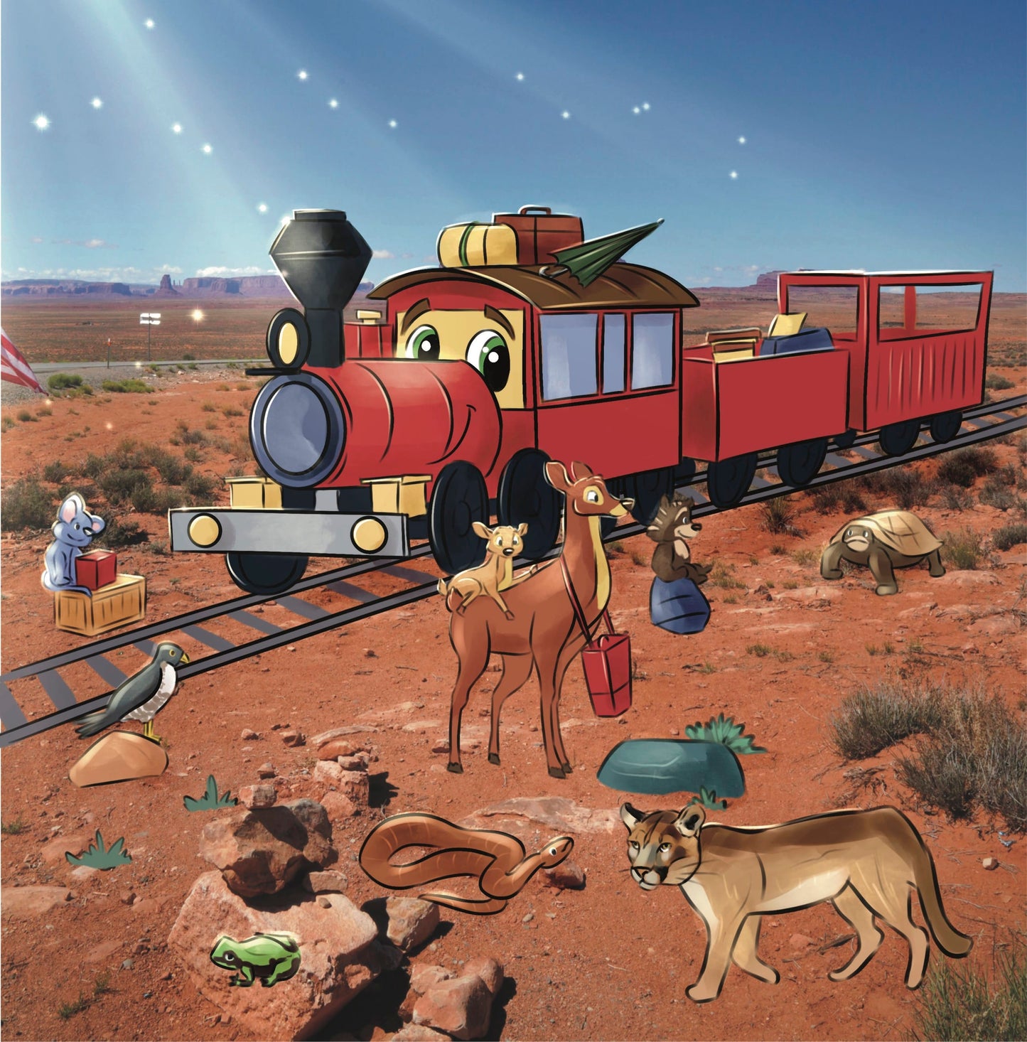 The Red Choo Choo of Arizona: A friendly red train traveling through the desert, until something happens...