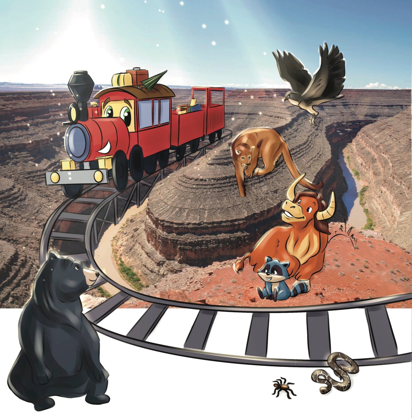 The Red Choo Choo of Arizona: A friendly red train traveling through the desert, until something happens...